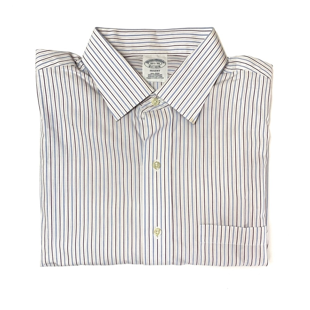Brooks Brothers White Multicolored Striped Long Sleeve Dress Shirt 16 1/2-35